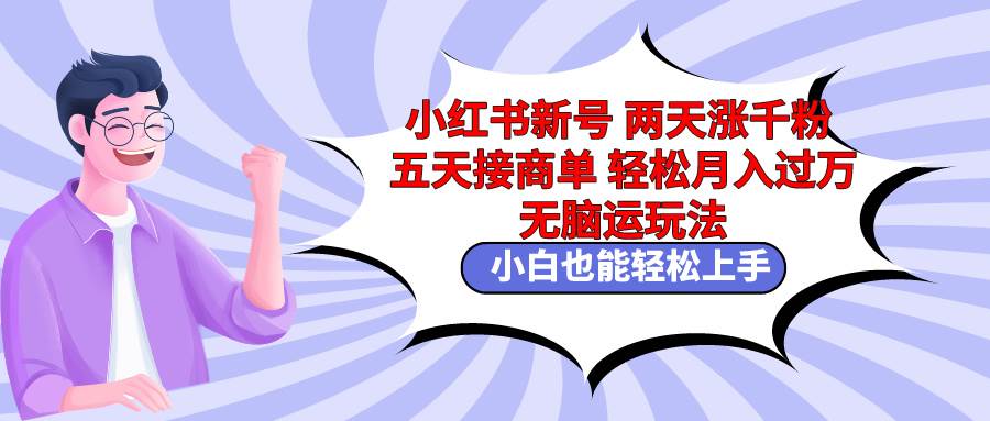 小红书新号两天涨千粉五天接商单轻松月入过万 无脑搬运玩法 小白也能轻…-2Y资源