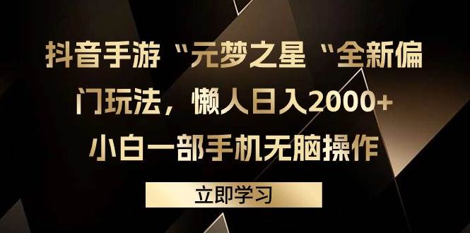 抖音手游“元梦之星“全新偏门玩法，懒人日入2000+，小白一部手机无脑操作-2Y资源