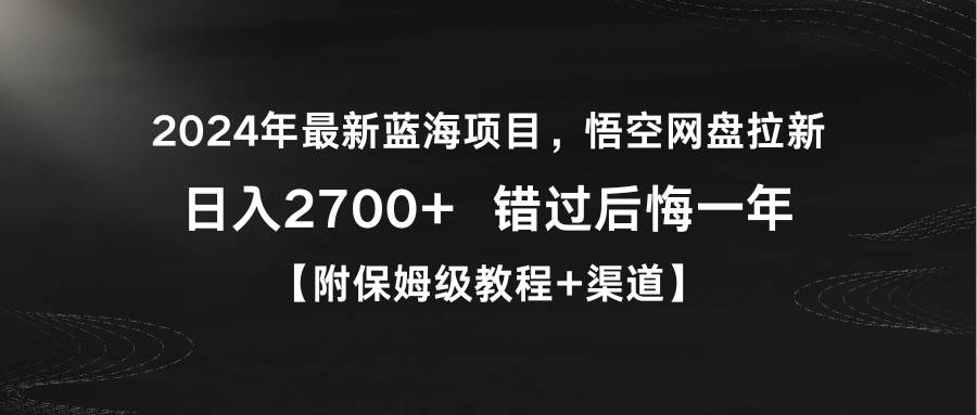 2024年最新蓝海项目，悟空网盘拉新，日入2700+错过后悔一年【附保姆级教…-2Y资源