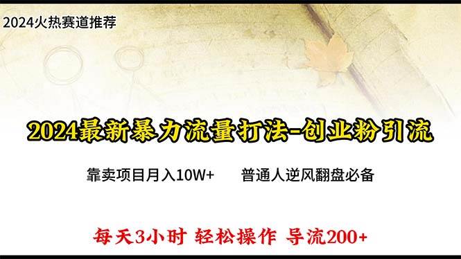 2024年最新暴力流量打法，每日导入300+，靠卖项目月入10W+-2Y资源