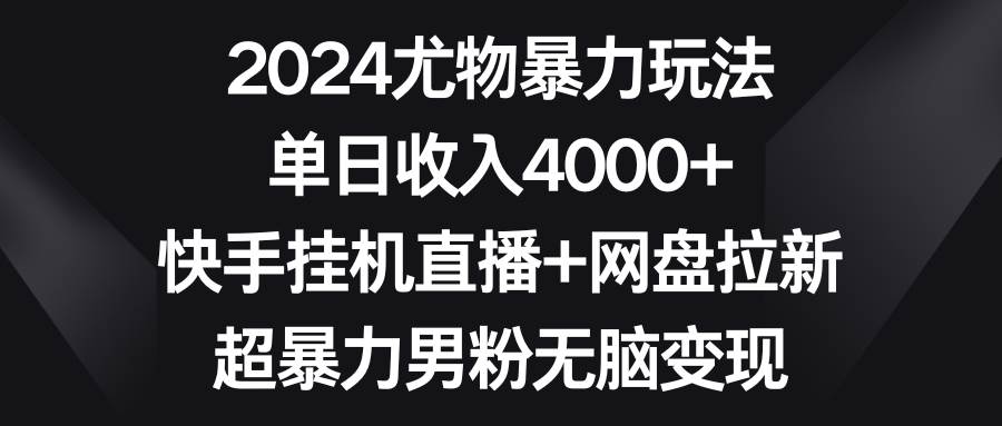 2024尤物暴力玩法 单日收入4000+快手挂机直播+网盘拉新 超暴力男粉无脑变现-2Y资源