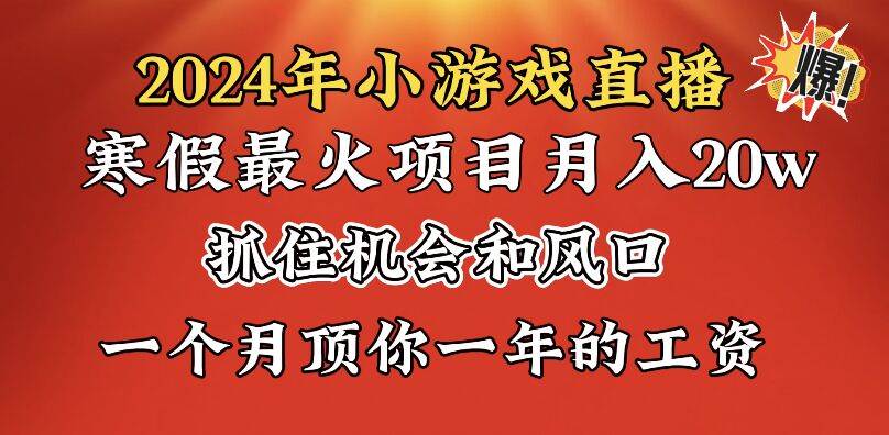 2024年寒假爆火项目，小游戏直播月入20w+，学会了之后你将翻身-2Y资源