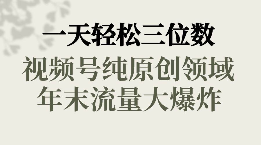 一天轻松三位数，视频号纯原创领域，春节童子送祝福，年末流量大爆炸-2Y资源