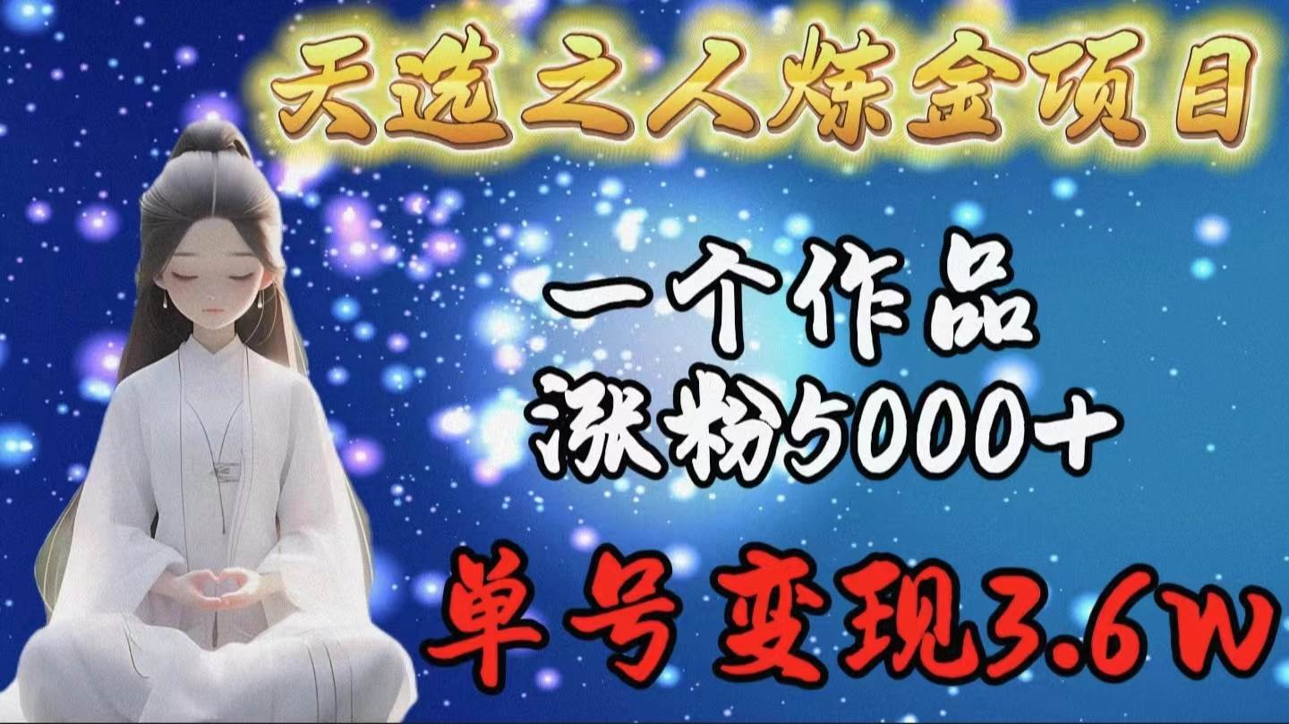 天选之人炼金项目，一个作品涨粉5000+，单号变现3.6w-2Y资源