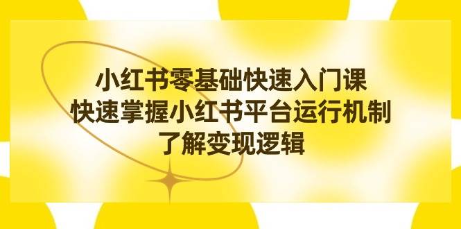 小红书0基础快速入门课，快速掌握小红书平台运行机制，了解变现逻辑 - 2Y资源-2Y资源