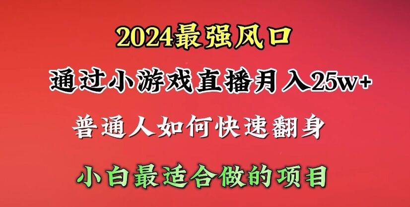 2024年最强风口，通过小游戏直播月入25w+单日收益5000+小白最适合做的项目-2Y资源