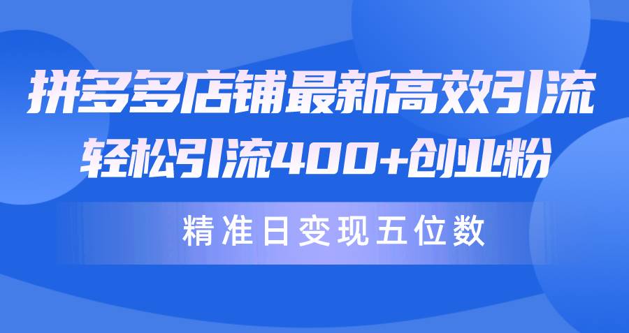 拼多多店铺最新高效引流术，轻松引流400+创业粉，精准日变现五位数！-2Y资源