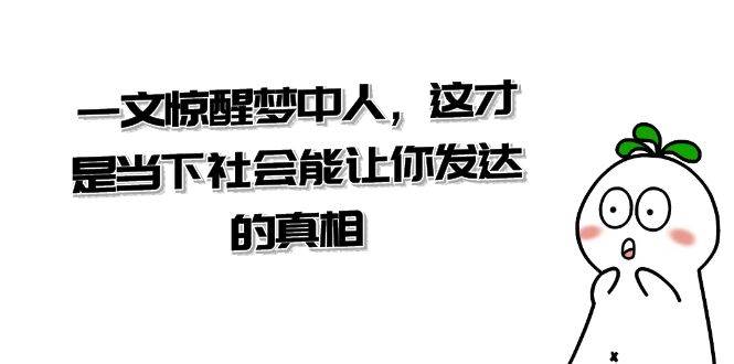 某公众号付费文章《一文 惊醒梦中人，这才是当下社会能让你发达的真相》-2Y资源