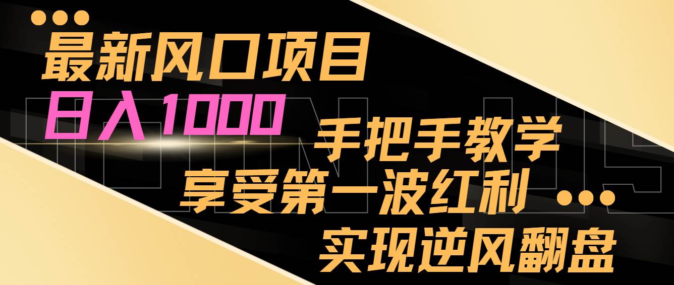 最新风口项目，日入过千，抓住当下风口，享受第一波红利，实现逆风翻盘-2Y资源