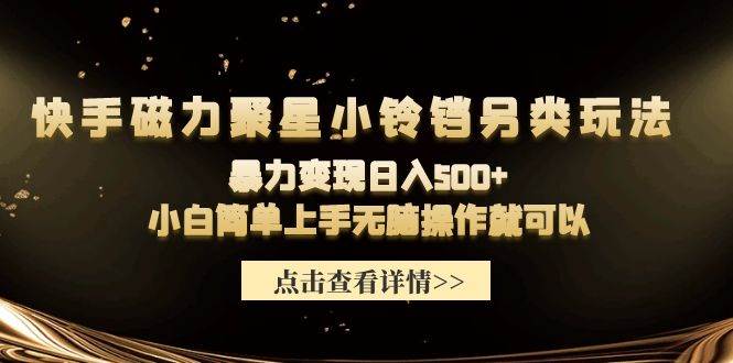 快手磁力聚星小铃铛另类玩法，暴力变现日入500+小白简单上手无脑操作就可以-2Y资源