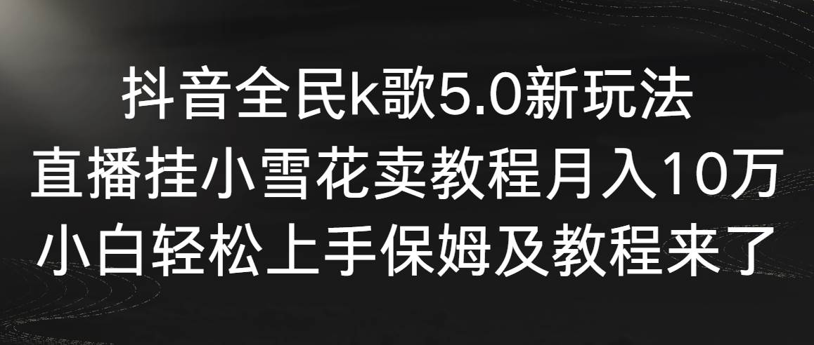 抖音全民k歌5.0新玩法，直播挂小雪花卖教程月入10万，小白轻松上手，保…-2Y资源