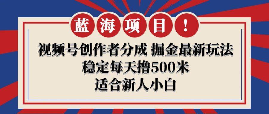 【蓝海项目】视频号创作者分成 掘金最新玩法 稳定每天撸500米 适合新人小白-2Y资源