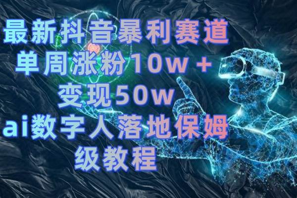 最新抖音暴利赛道，单周涨粉10w＋变现50w的ai数字人落地保姆级教程-2Y资源