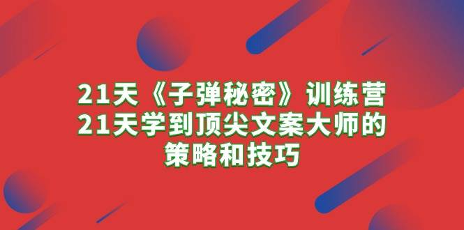 21天《子弹秘密》训练营，21天学到顶尖文案大师的策略和技巧-2Y资源