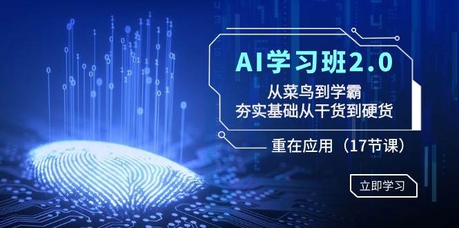 AI学习班2.0：从菜鸟到学霸，夯实基础从干货到硬货，重在应用（17节课）-2Y资源