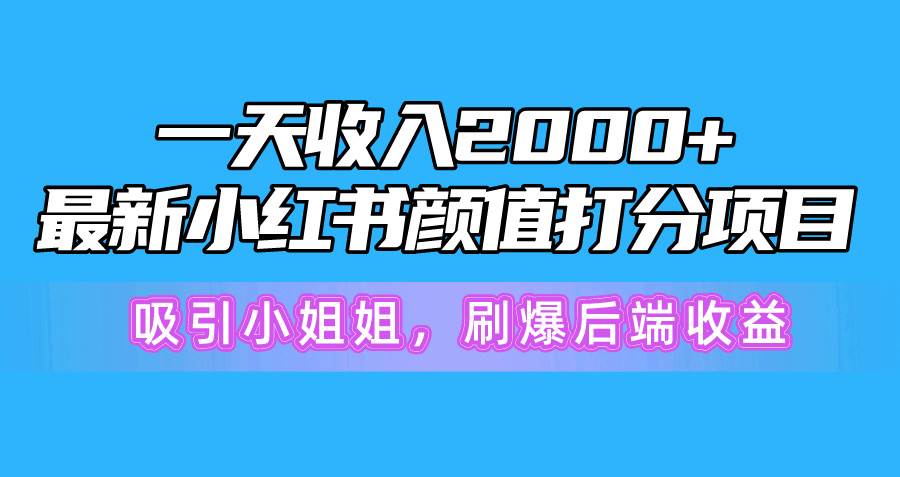 一天收入2000+，最新小红书颜值打分项目，吸引小姐姐，刷爆后端收益-2Y资源