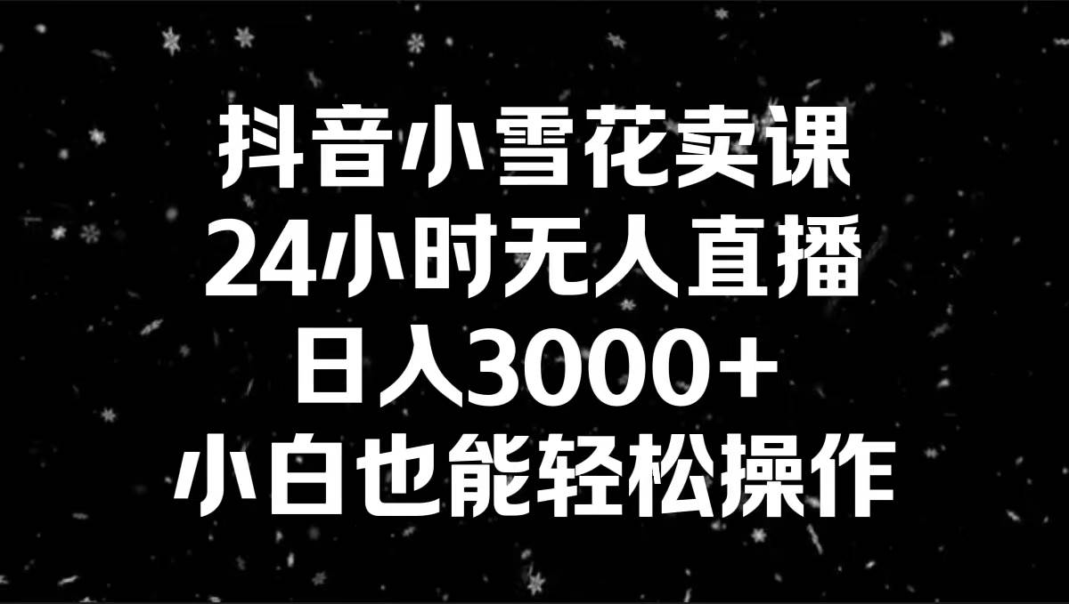 抖音小雪花卖课，24小时无人直播，日入3000+，小白也能轻松操作-2Y资源