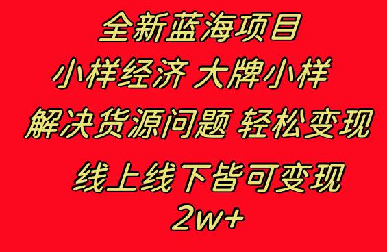 全新蓝海项目 小样经济大牌小样 线上和线下都可变现 月入2W+-2Y资源