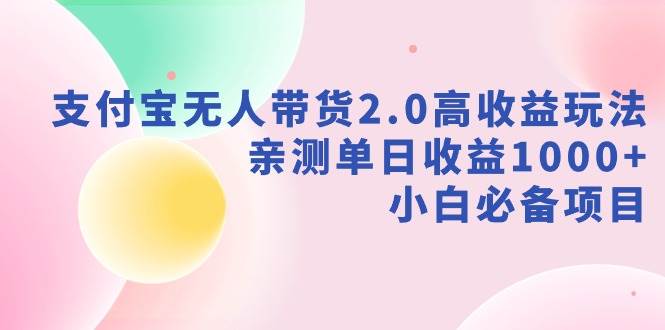 支付宝无人带货2.0高收益玩法，亲测单日收益1000+，小白必备项目-2Y资源