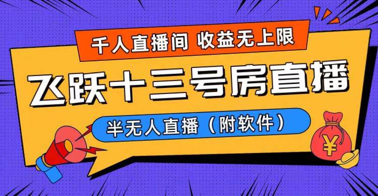 爆火飞跃十三号房半无人直播，一场直播上千人，日入过万！（附软件）-2Y资源