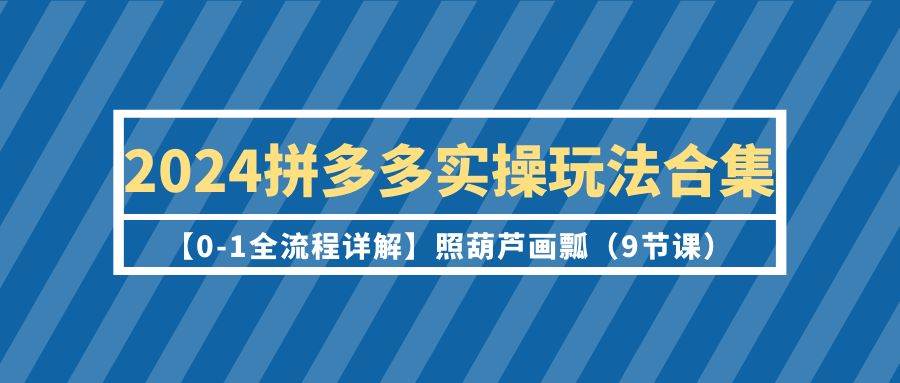 2024拼多多实操玩法合集【0-1全流程详解】照葫芦画瓢（9节课） - 2Y资源-2Y资源