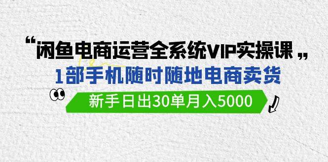 闲鱼电商运营全系统VIP实战课，1部手机随时随地卖货，新手日出30单月入5000 - 2Y资源-2Y资源