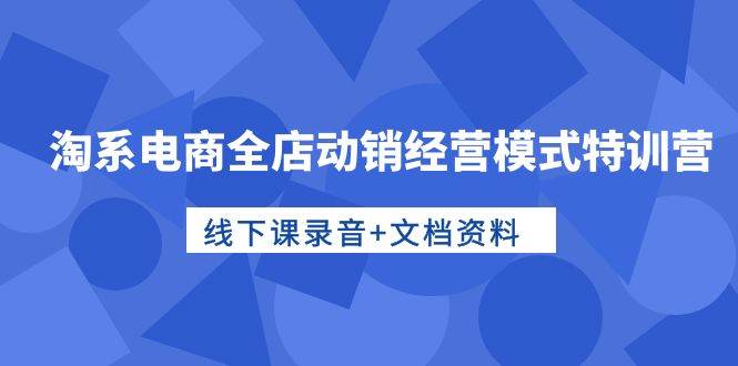 淘系电商全店动销经营模式特训营，线下课录音+文档资料 - 2Y资源-2Y资源