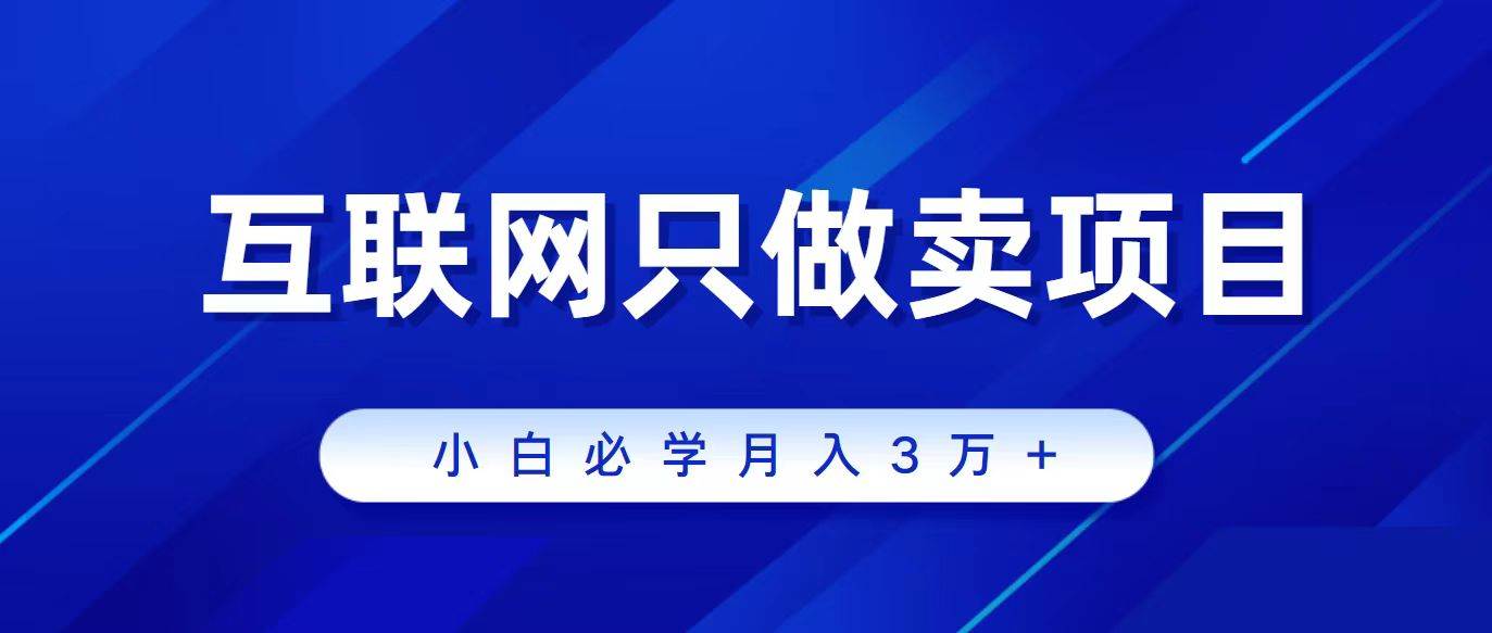 互联网的尽头就是卖项目，被割过韭菜的兄弟们必看！轻松月入三万以上！-2Y资源