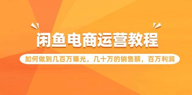 闲鱼电商运营教程：如何做到几百万曝光，几十万的销售额，百万利润-2Y资源