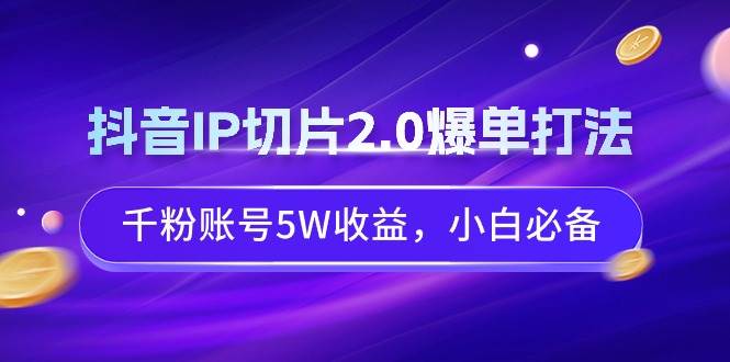 抖音IP切片2.0爆单打法，千粉账号5W收益，小白必备 - 2Y资源-2Y资源