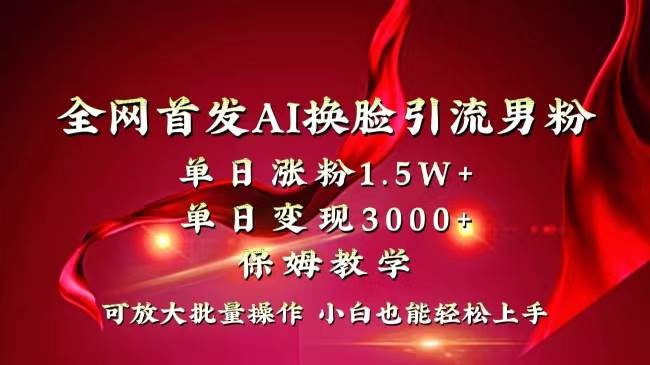 全网独创首发AI换脸引流男粉单日涨粉1.5W+变现3000+小白也能上手快速拿结果-2Y资源