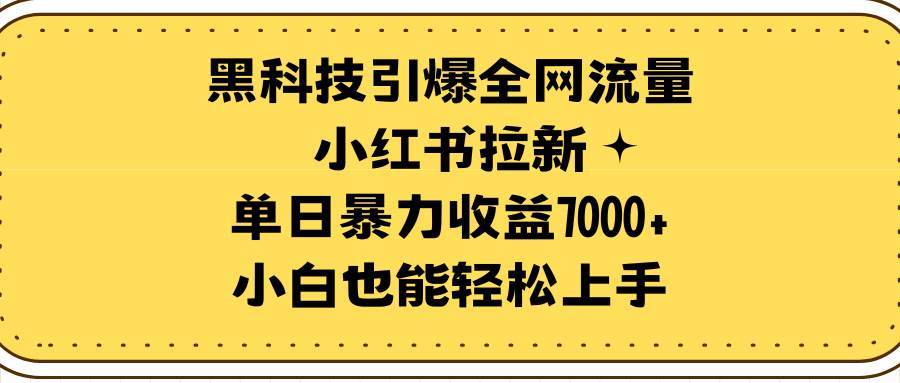 黑科技引爆全网流量小红书拉新，单日暴力收益7000+，小白也能轻松上手-2Y资源