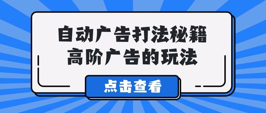 A lice自动广告打法秘籍，高阶广告的玩法-2Y资源