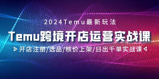 2024Temu跨境开店运营实战课，开店注册/选品/核价上架/日出千单实战课-2Y资源