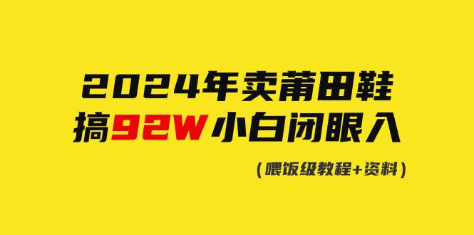 2024年卖莆田鞋，搞了92W，小白闭眼操作！-2Y资源