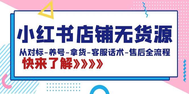 小红书店铺无货源：从对标-养号-拿货-客服话术-售后全流程（20节课）-2Y资源