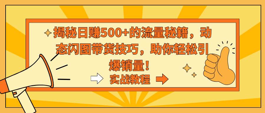 揭秘日赚500+的流量秘籍，动态闪图带货技巧，助你轻松引爆销量！-2Y资源