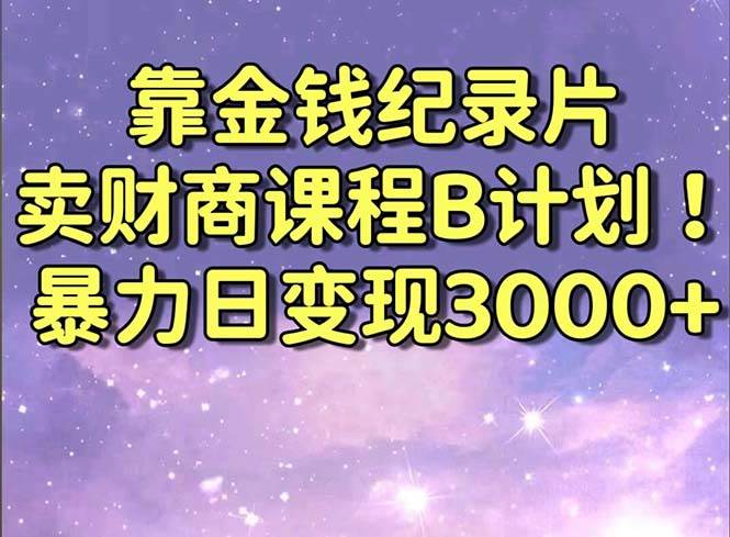 靠金钱纪录片卖财商课程B计划！暴力日变现3000+，喂饭式干货教程！-2Y资源