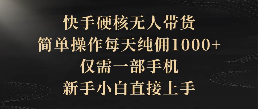 快手硬核无人带货，简单操作每天纯佣1000+,仅需一部手机，新手小白直接上手 - 2Y资源-2Y资源