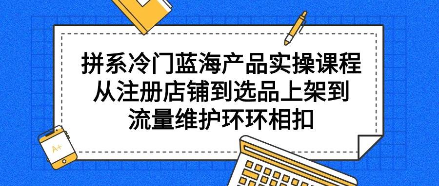 拼系冷门蓝海产品实操课程，从注册店铺到选品上架到流量维护环环相扣 - 2Y资源-2Y资源