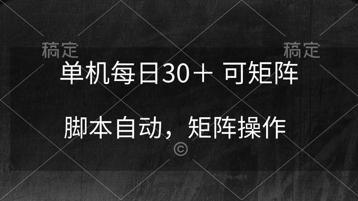 单机每日30＋ 可矩阵，脚本自动 稳定躺赚-2Y资源