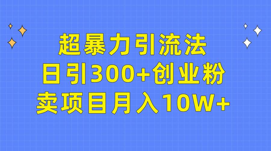 超暴力引流法，日引300+创业粉，卖项目月入10W+ - 2Y资源-2Y资源