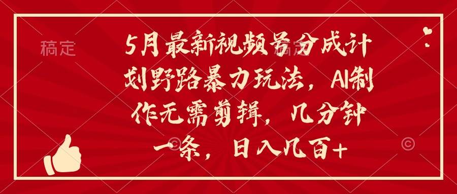 5月最新视频号分成计划野路暴力玩法，ai制作，无需剪辑。几分钟一条，…-2Y资源