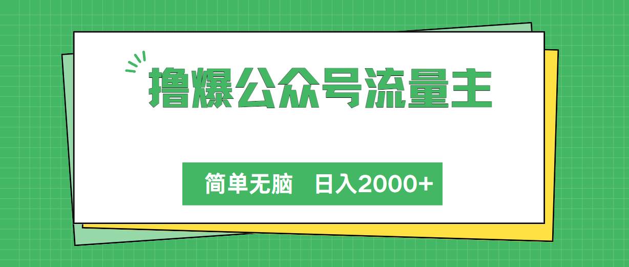 撸爆公众号流量主，简单无脑，单日变现2000+-2Y资源