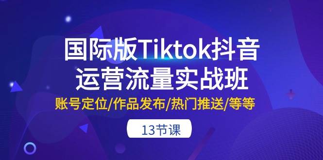 国际版Tiktok抖音运营流量实战班：账号定位/作品发布/热门推送/等等-13节-2Y资源