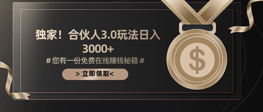 游戏合伙人3.0，日入3000+，无限扩大的蓝海项目-2Y资源