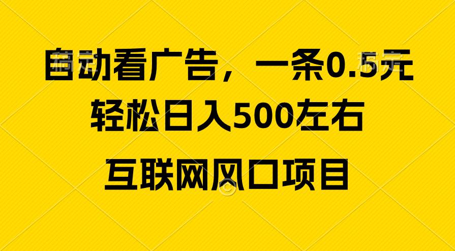 广告收益风口，轻松日入500+，新手小白秒上手，互联网风口项目-2Y资源