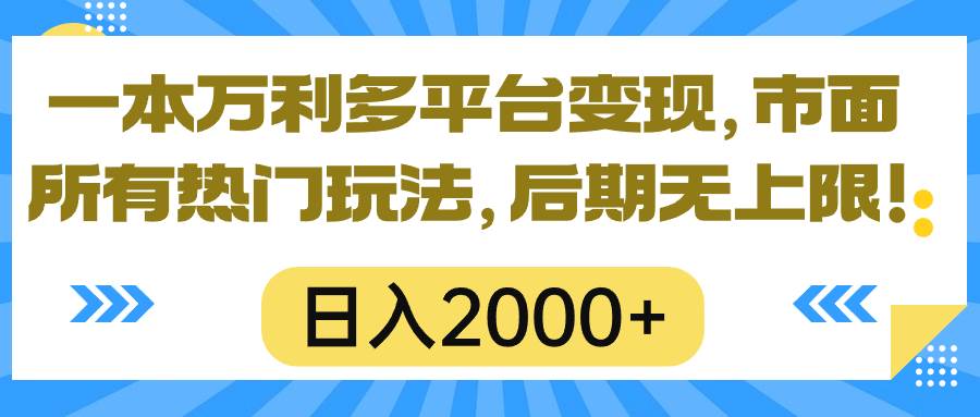 一本万利多平台变现，市面所有热门玩法，日入2000+，后期无上限！-2Y资源