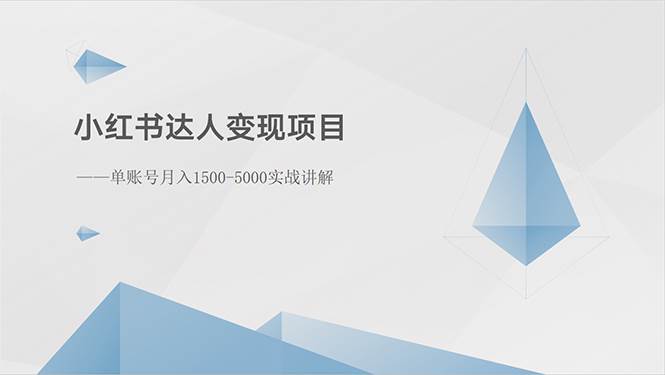 小红书达人变现项目：单账号月入1500-3000实战讲解-2Y资源