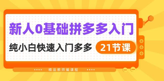 新人0基础拼多多入门，纯小白快速入门多多（21节课） - 2Y资源-2Y资源